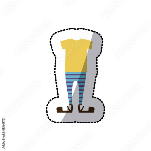 sticker color silhouette with male clothing pijama vector illustration