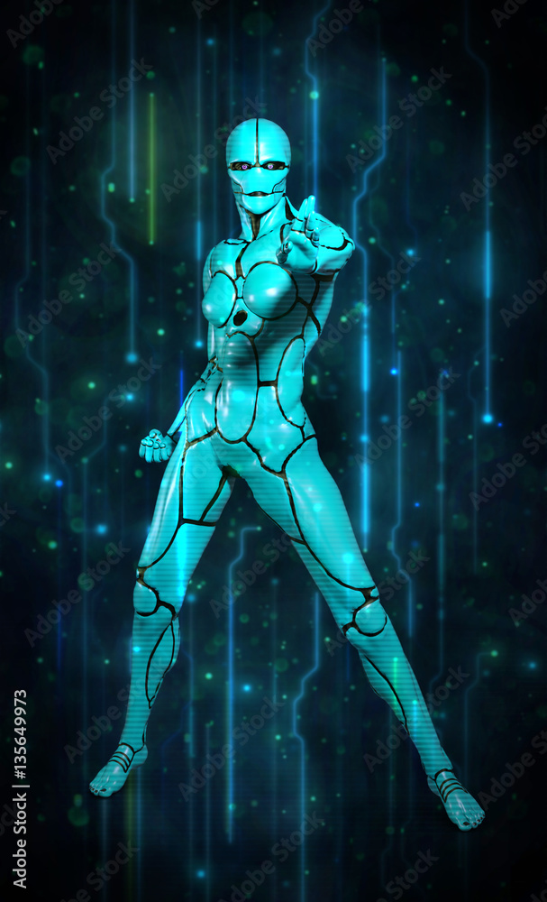 hologram robot turquoise