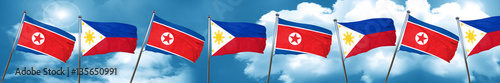 North Korea flag with Philippines flag, 3D rendering