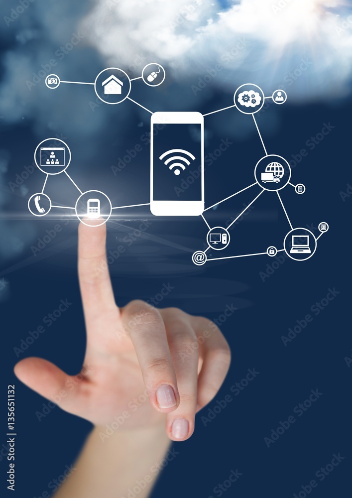 Obraz premium Hand touching smart phone application icons