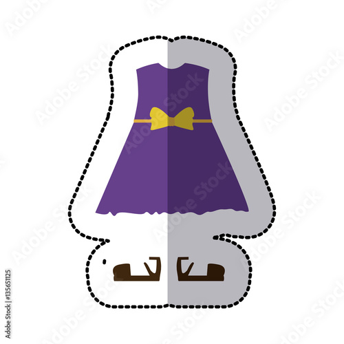 sticker color silhouette with girl clothing pijama dress vector illustration