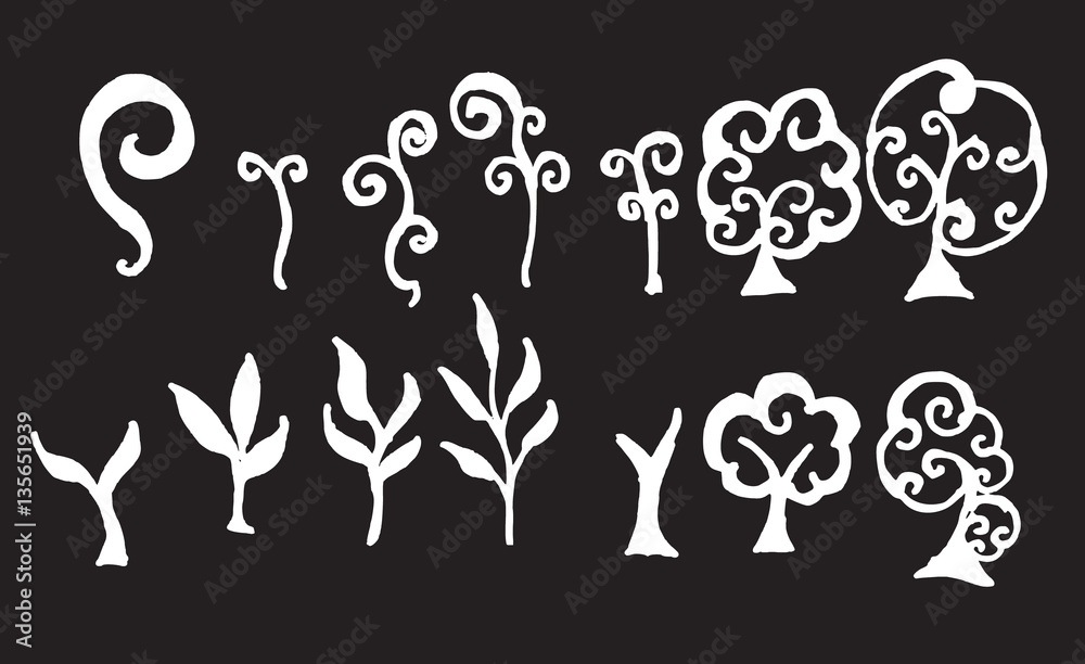 Obraz premium tree doodle set vector