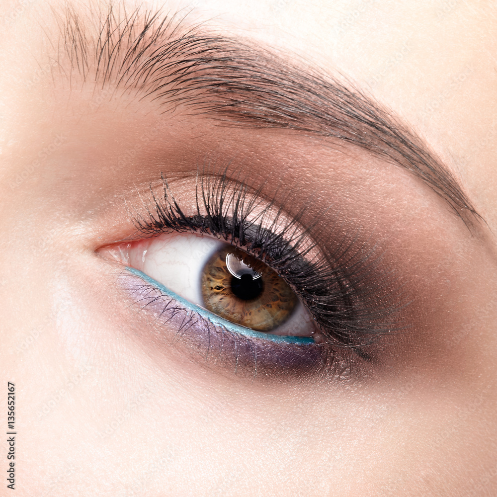 Female eye zone and brows with day makeup Female eye zone and brows with day makeup