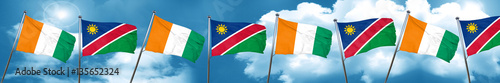 Ivory coast flag with Namibia flag, 3D rendering