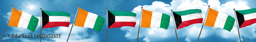 Ivory coast flag with Kuwait flag, 3D rendering