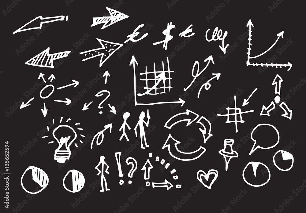 Hand drawn business icon set eps10 Hand drawn business icon set eps10