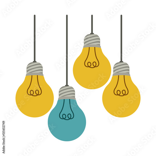 colorful hanging bulbs with filaments illuminated vector illustration