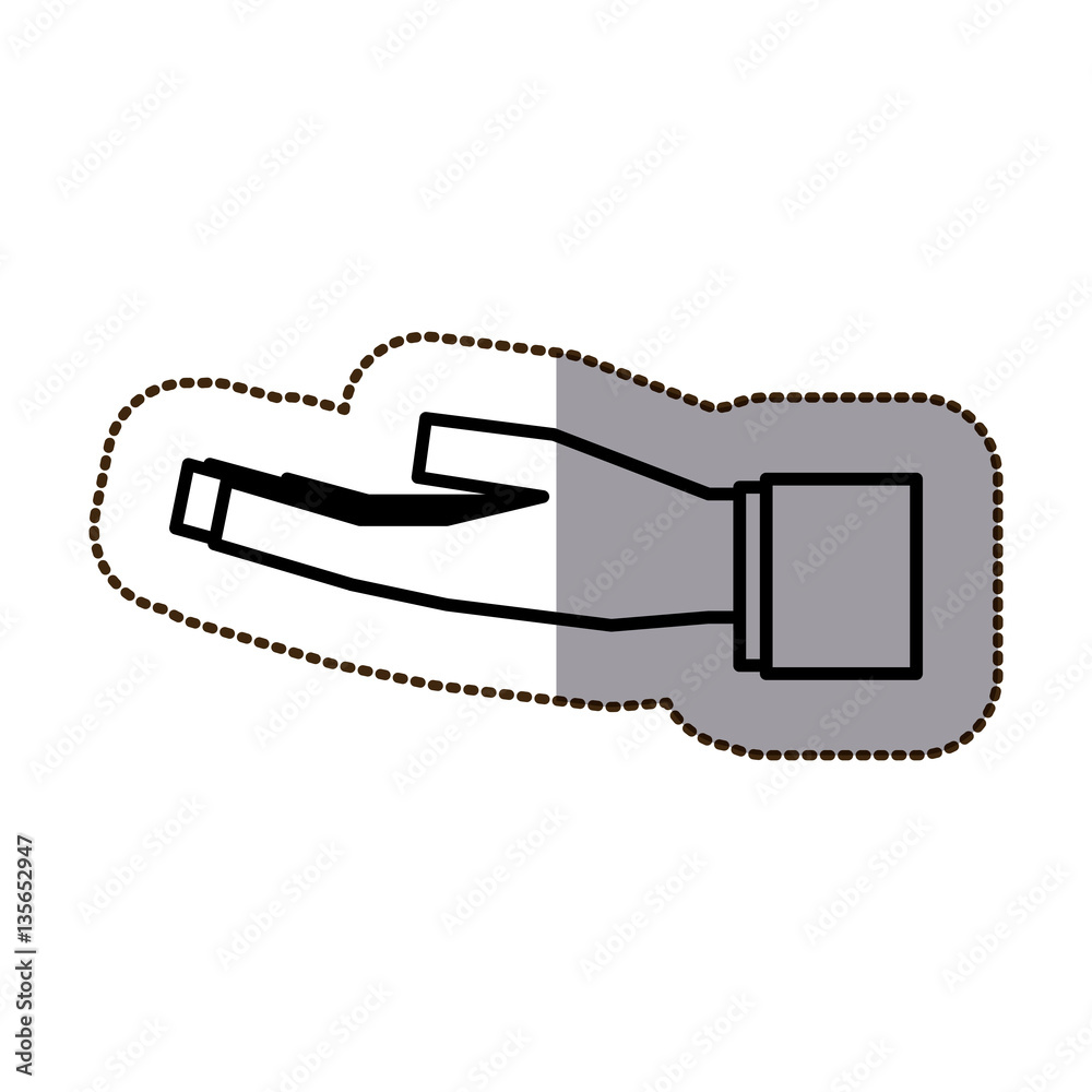 sticker of black silhouette contour giving the hand vector illustration sticker of black silhouette contour giving the hand vector illustration