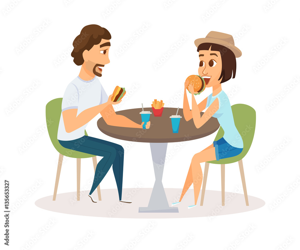Happy couple eating
