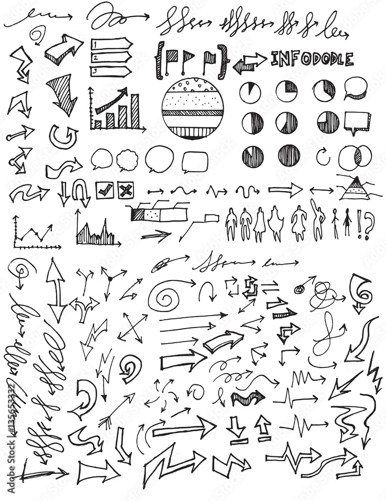 Business doodles sketch vector ink eps10