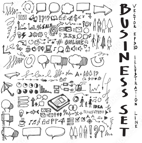 Business doodles sketch vector ink eps10