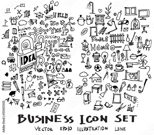 Business doodles sketch vector ink.