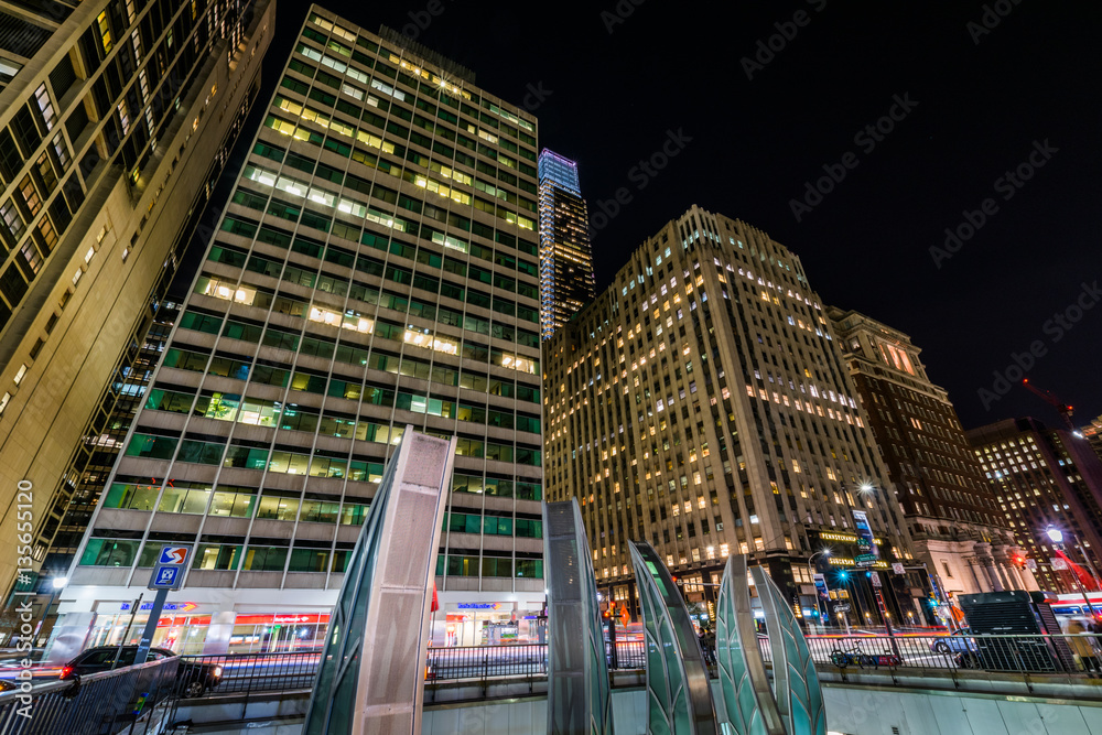 Center City at Night in Philadelphia, Pennsylvania