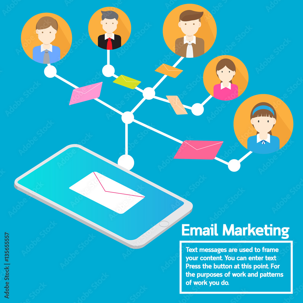 Business team concept smartphone sending email marketing Business team concept smartphone sending email marketing