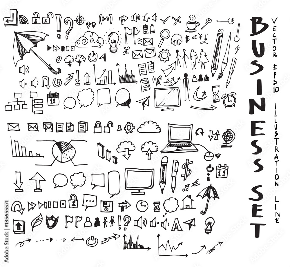 Business doodles sketch vector ink eps10 Business doodles sketch vector ink eps10