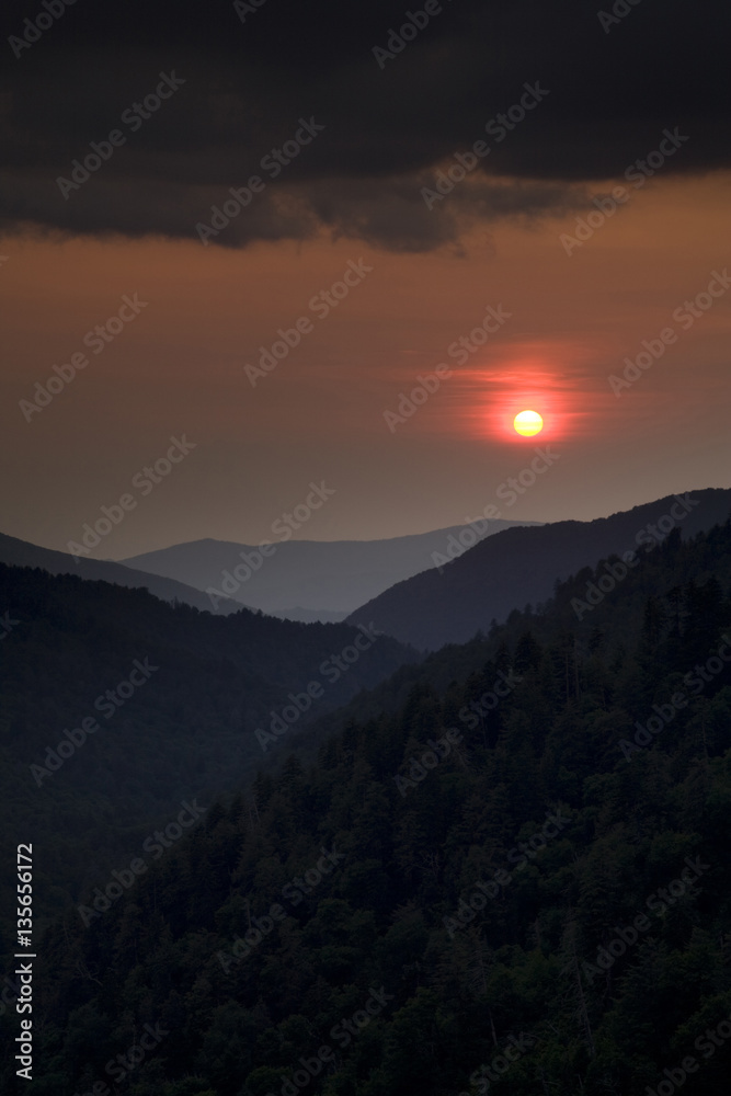 Obraz premium Sunset, Morton Overlook, Great Smoky Mtns Nat Park, TN