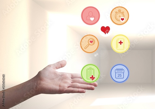 Hand showing digitally generated applications icon