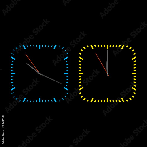 Square dials with arrows, vector illustration.