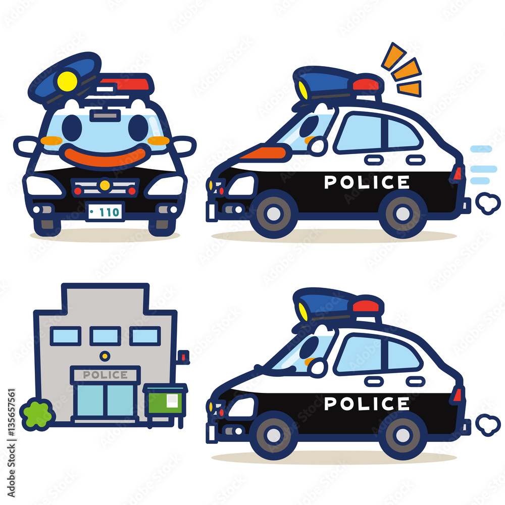 Naklejka premium はたらくパトカーくん