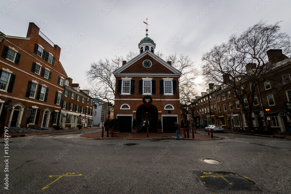 Historic Brick Buildings in Society Hill in Philadelphia, Pennsy