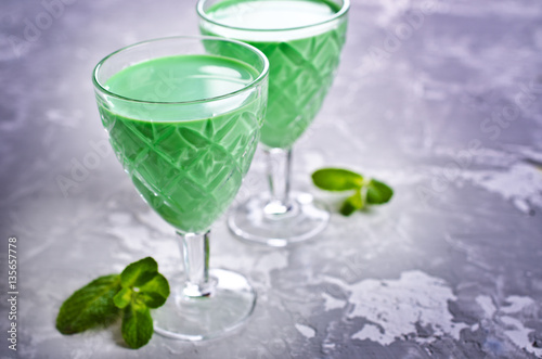 Green creamy liquid