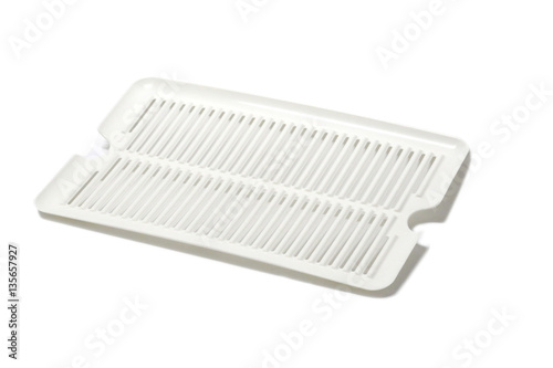 Empty Blank white Plastic Food Tray Container, Plate, Dish. Isolated