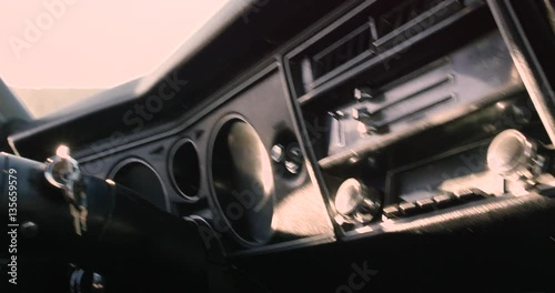 Dashboard of Vintage Moving Car