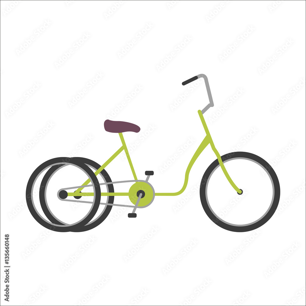 Fototapeta premium Hipster two wheeled bicycle flat vector illustration.