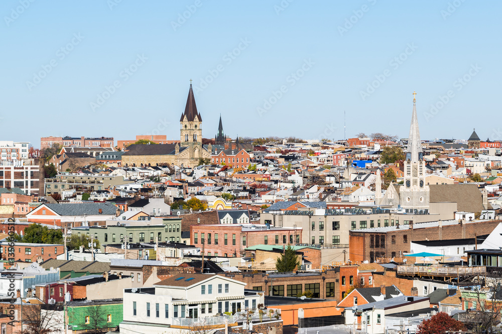 Skyline of North Fells Point and Patterson Park in Baltimore, Ma