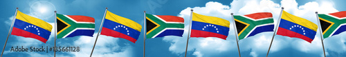 Venezuela flag with South Africa flag, 3D rendering