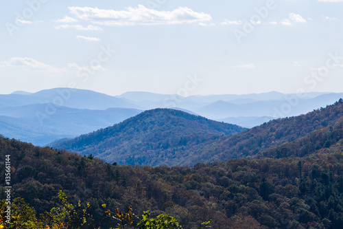 Skyline of The Blue Ridge Mountains in Virginia at Shenandoah Na