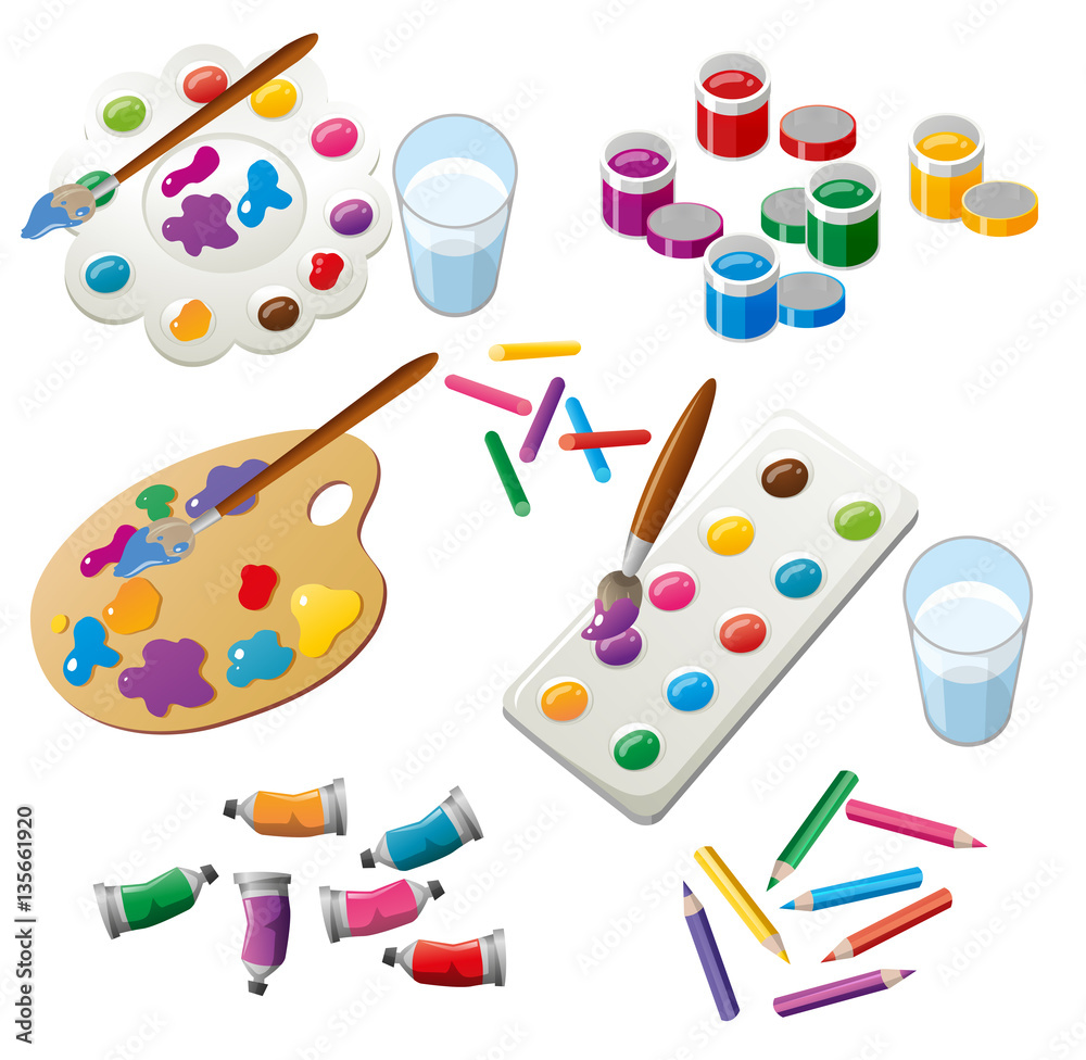 Painting set with brush and palette Painting set with brush and palette