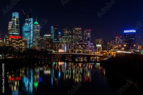Skyline of Philadelphia  Pennsylvania at Night