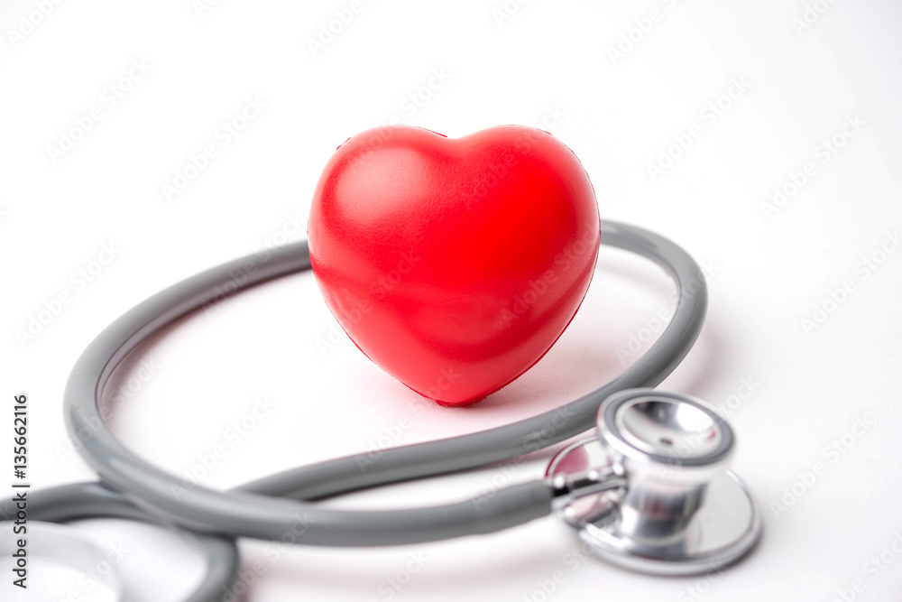 Medical stethoscope and heart isolated on white Medical stethoscope and heart isolated on white