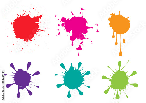 Colorful paint splatters set Vector illustration