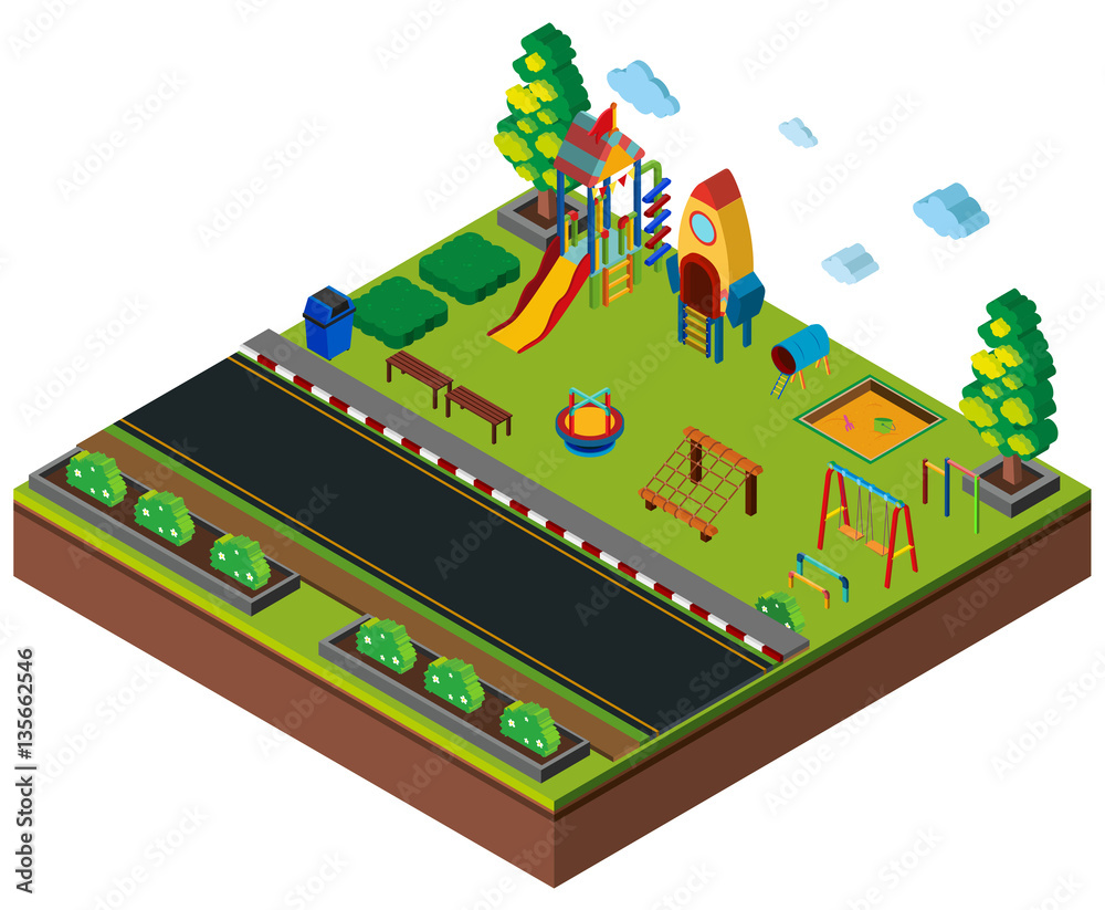 3D design for playground by the road