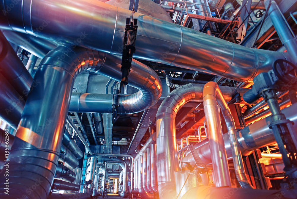 Industrial zone, Steel pipelines, valves and tanks Industrial zone, Steel pipelines, valves and tanks