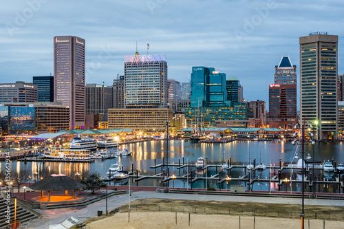 Waterfront of Skyline from Federal Hill Baltimore, Maryland look photo