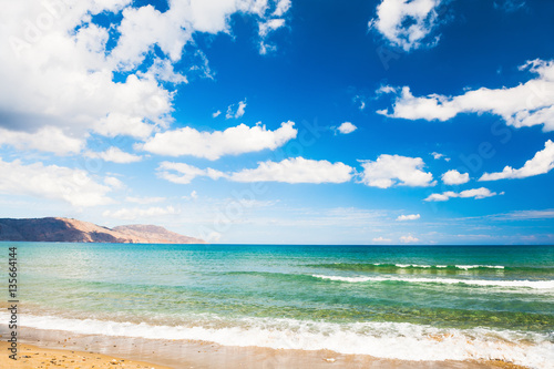 Beautiful sea coast with turquoise water and blue sky with cloud