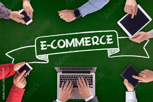 Group of Diverse People with E-COMMERCE Concept