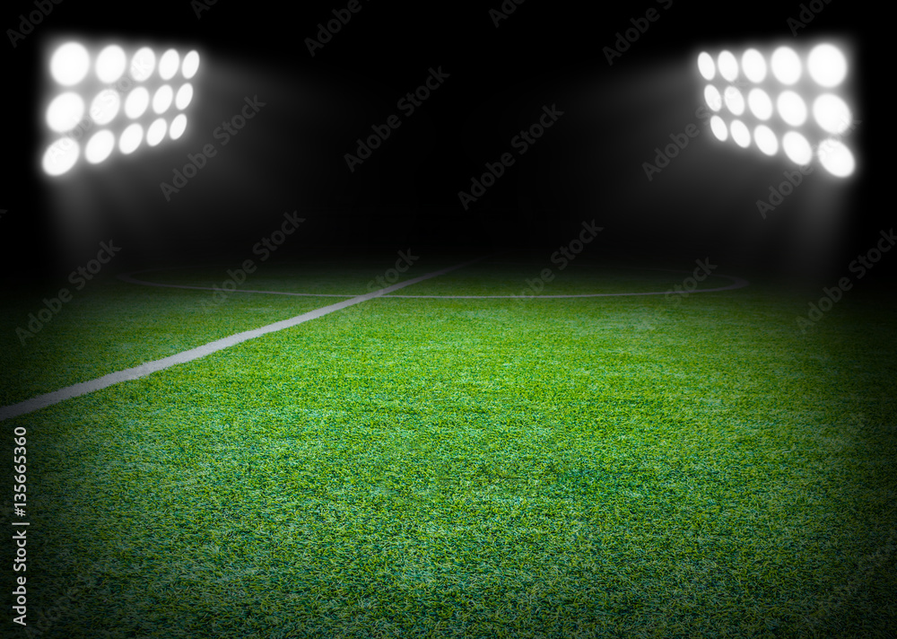 The football field with spotlight in stadium