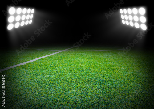The football field with spotlight in stadium © lersan