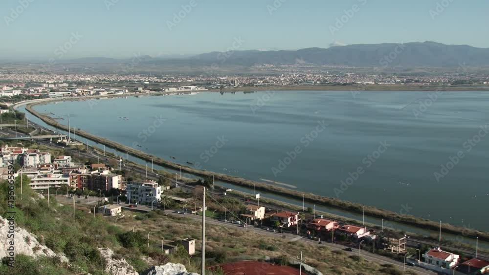 View over Poetto, Sardinia from Bastione di Saint Remy in Cagliari on a sunny autumn day View over Poetto, Sardinia from Bastione di Saint Remy in Cagliari on a sunny autumn day