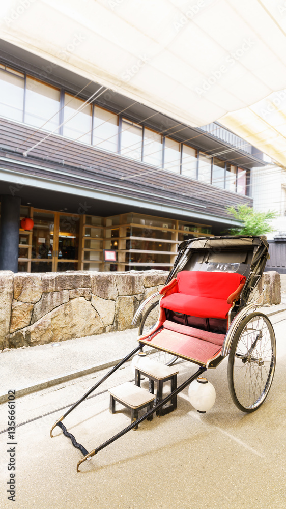 Obraz premium Japanese rickshaw for tourists on Miyajima Island , Hiroshima ,