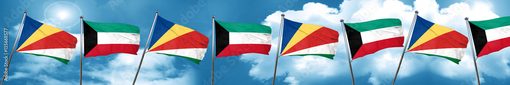seychelles flag with Kuwait flag, 3D rendering seychelles flag with Kuwait flag, 3D rendering