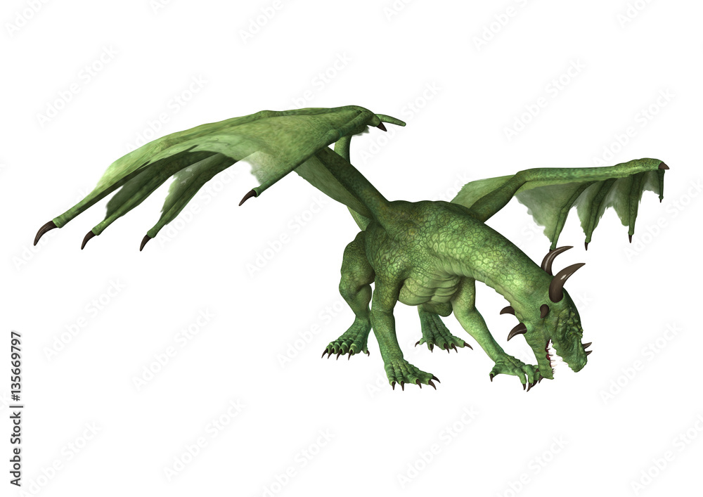 3D Rendering Fantasy Dragon on White 3D Rendering Fantasy Dragon on White