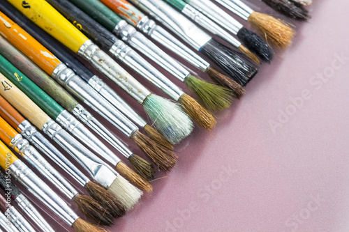 Set of different paintbrushes with white background 
