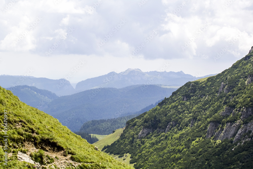 Fototapeta premium Landscape from Bucegi Mountains, part of Southern Carpathians in Romania