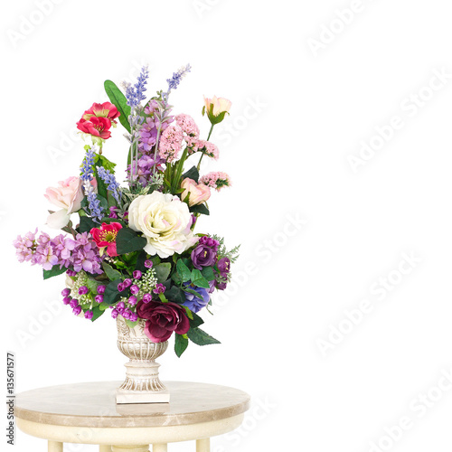 Dry Bouquet of flowers on table on white Background
