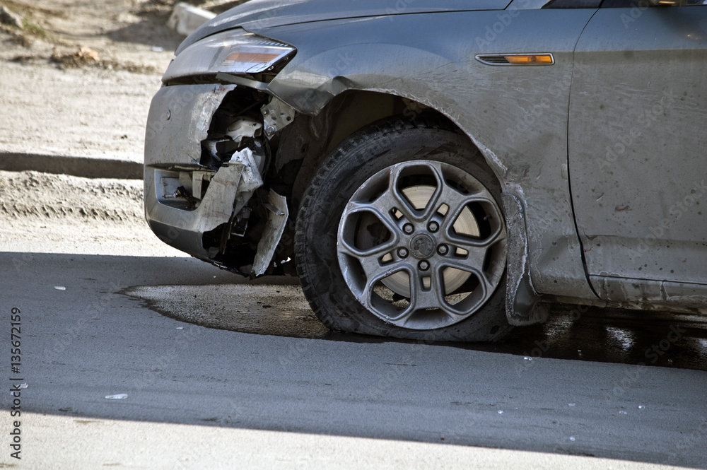 Crash broken car on accident site Crash broken car on accident site